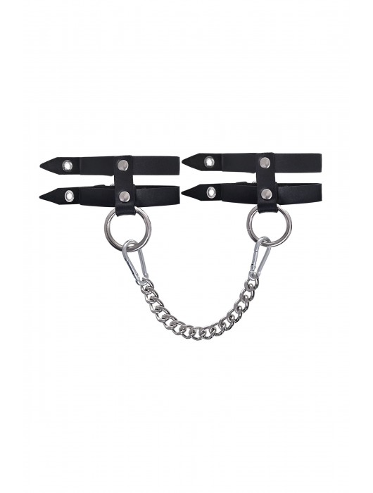 Черные однослойные кожаные оковы из двух ремешков - Pecado - купить с доставкой в Невинномысске