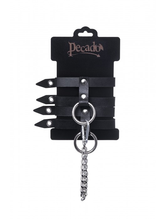 Черные однослойные кожаные оковы из двух ремешков - Pecado - купить с доставкой в Невинномысске