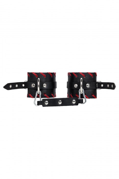 Черно-красные оковы из натуральной кожи - Pecado - купить с доставкой в Невинномысске