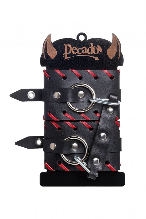 Черно-красные оковы из натуральной кожи - Pecado - купить с доставкой в Невинномысске