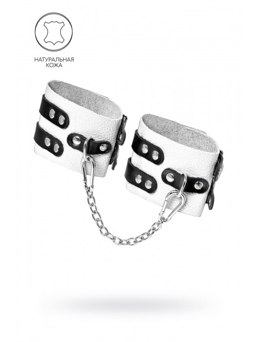 Бело-черные оковы с двумя ремешками и люверсами - Pecado - купить с доставкой в Невинномысске