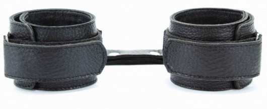 Черные кожаные оковы на липучке - БДСМ Арсенал - купить с доставкой в Невинномысске