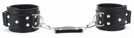 Черные кожаные оковы на липучке - БДСМ Арсенал - купить с доставкой в Невинномысске