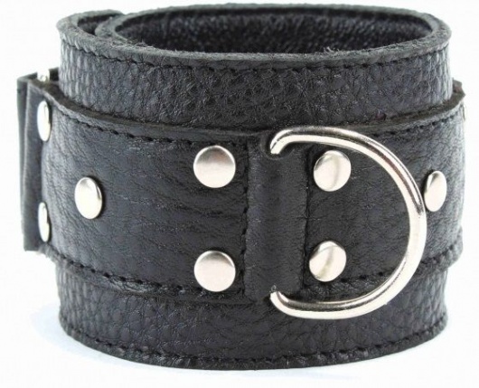 Черные кожаные оковы на липучке - БДСМ Арсенал - купить с доставкой в Невинномысске