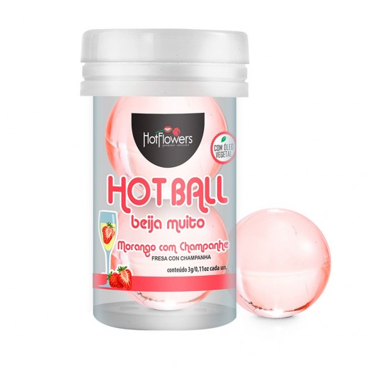 Лубрикант на масляной основе Hot Ball Beija Muito с ароматом клубники и шампанского (2 шарика по 3 гр.) - HotFlowers - купить с доставкой в Невинномысске