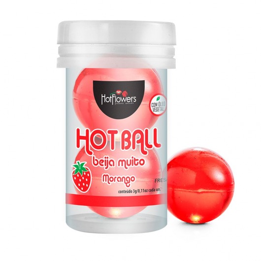 Лубрикант на масляной основе Hot Ball Beija Muito с ароматом клубники (2 шарика по 3 гр.) - HotFlowers - купить с доставкой в Невинномысске