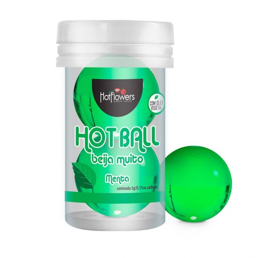 Лубрикант на масляной основе Hot Ball Beija Muito с ароматом мяты (2 шарика по 3 гр.) - HotFlowers - купить с доставкой в Невинномысске