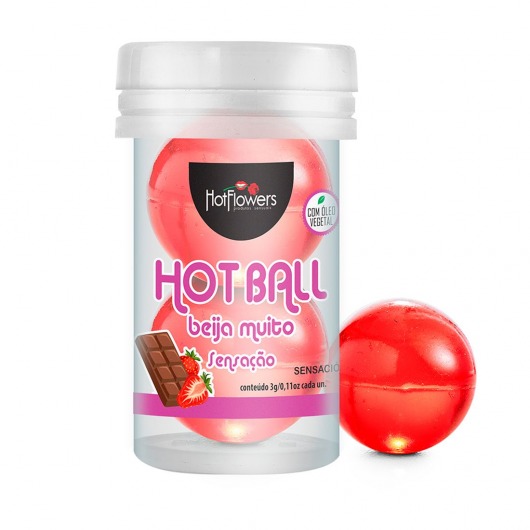 Лубрикант на масляной основе Hot Ball Beija Muito с ароматом шоколада и клубники (2 шарика по 3 гр.) - HotFlowers - купить с доставкой в Невинномысске