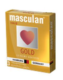 Презервативы Masculan Ultra Gold с золотым напылением и ароматом ванили - 3 шт. - Masculan - купить с доставкой в Невинномысске