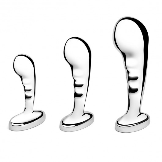 Набор из 3 стальных стимуляторов простаты Stainless Steel P-spot Training Set - b-Vibe - в Невинномысске купить с доставкой