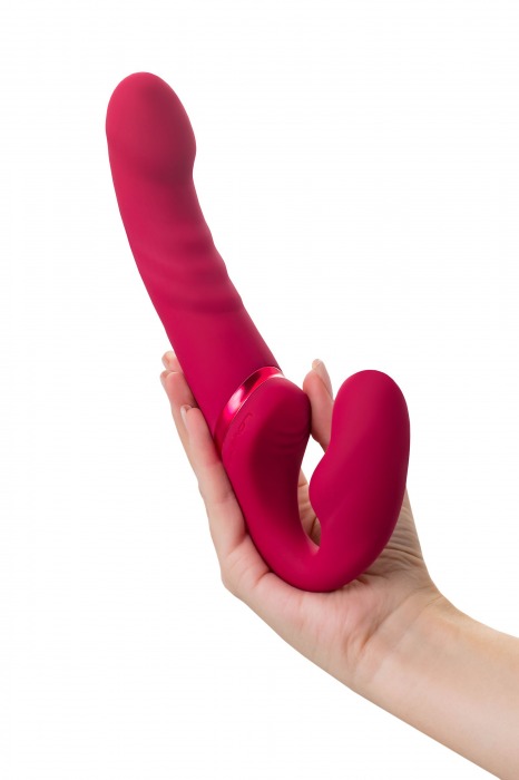 Малиновый безремневой страпон Lapis - 23 см. - Lovense - купить с доставкой в Невинномысске