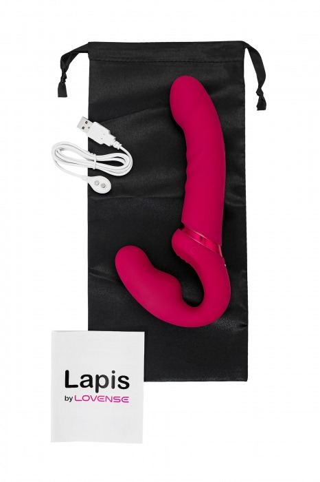 Малиновый безремневой страпон Lapis - 23 см. - Lovense - купить с доставкой в Невинномысске