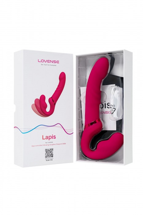 Малиновый безремневой страпон Lapis - 23 см. - Lovense - купить с доставкой в Невинномысске