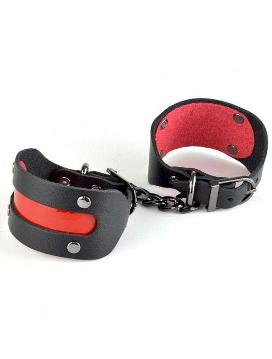 Чёрные наручники с красной вставкой «Пятница» - Sitabella - купить с доставкой в Невинномысске