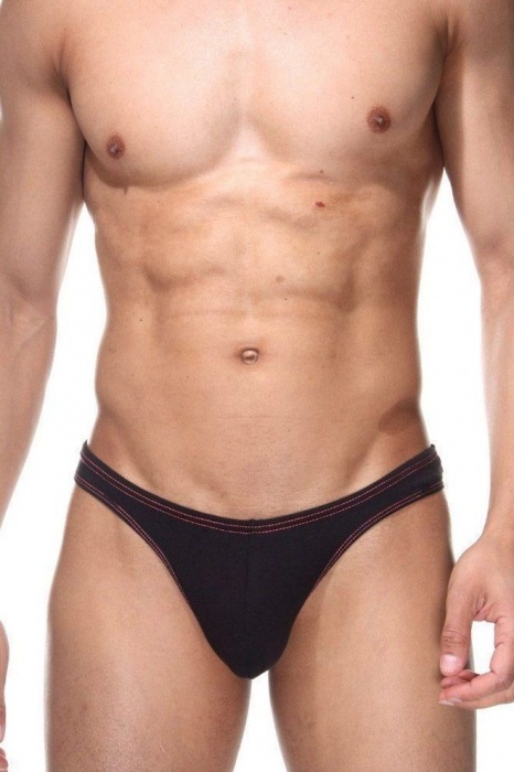 Черные мужские трусы-тонги с контрастной строчкой - Darkzone купить с доставкой