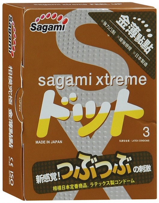 Презервативы Sagami Xtreme FEEL UP с точечной текстурой и линиями прилегания - 3 шт. - Sagami - купить с доставкой в Невинномысске