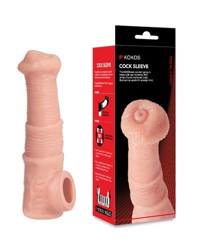 Телесная фантазийная насадка на член Cock Sleeve Size M - KOKOS - в Невинномысске купить с доставкой