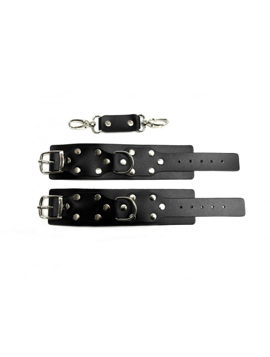 Черные кожаные наручники Sex Game - БДСМ Арсенал - купить с доставкой в Невинномысске