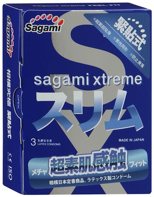 Розовые презервативы Sagami Xtreme FEEL FIT 3D - 3 шт. - Sagami - купить с доставкой в Невинномысске