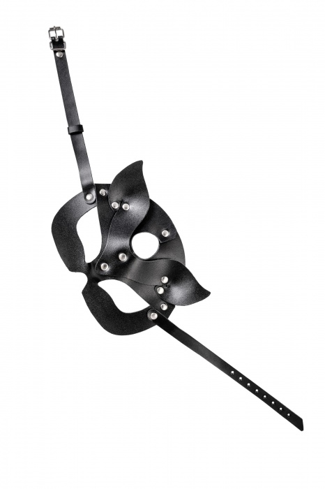 Черная кожаная рельефная маска кошки - Pecado - купить с доставкой в Невинномысске