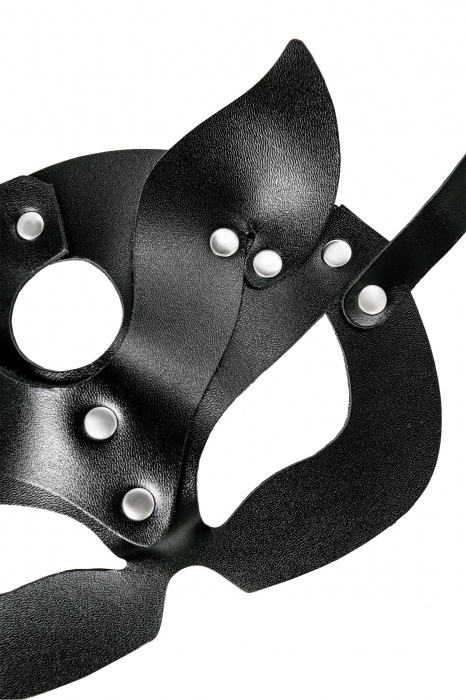 Черная кожаная рельефная маска кошки - Pecado - купить с доставкой в Невинномысске