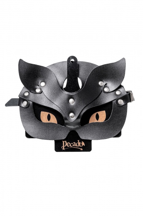 Черная кожаная рельефная маска кошки - Pecado - купить с доставкой в Невинномысске