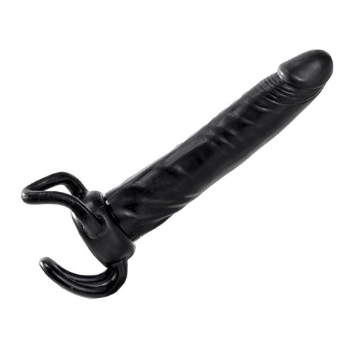 Чёрная насадка-фаллос для двойного проникновения INFLATABLE DILDO SLIM DONG  - 13,5 см. - Toyz4lovers - в Невинномысске купить с доставкой