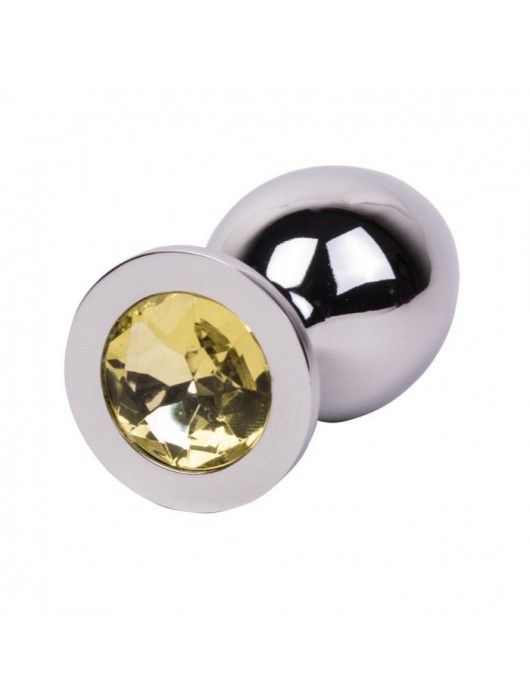 Большой стальной плаг с желтым кристаллом Sweet Lemon - 9,5 см. - Erotic Fantasy - купить с доставкой в Невинномысске