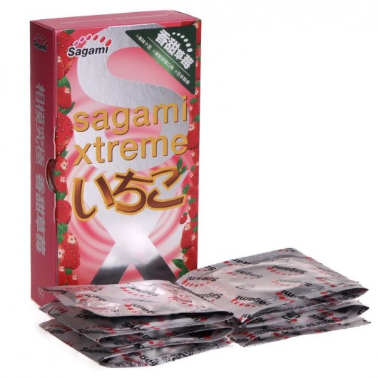 Презервативы Sagami Xtreme Strawberry c ароматом клубники - 10 шт. - Sagami - купить с доставкой в Невинномысске