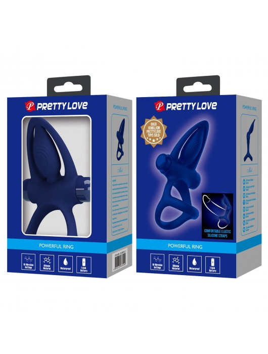 Синее эрекционное кольцо с 10 режимами вибрации и подхватом мошонки - Baile - в Невинномысске купить с доставкой