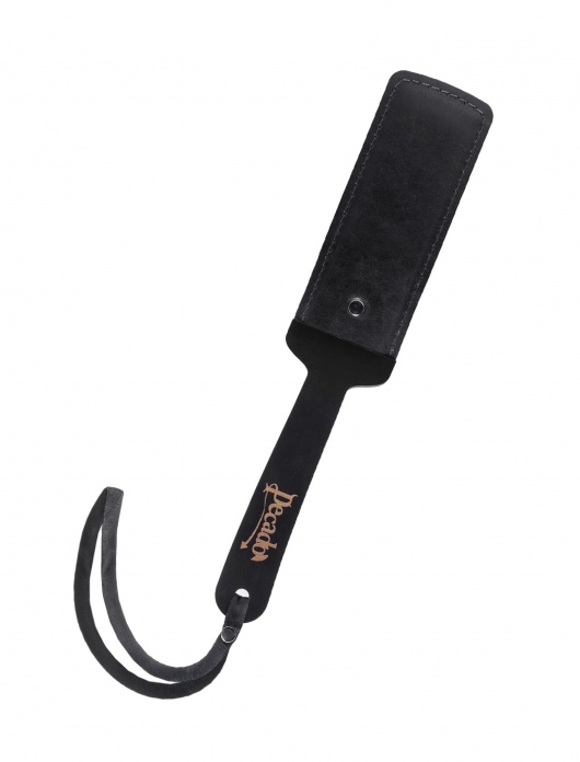 Черный твердый пэддл из натуральной кожи и дерева - 33 см. - Pecado - купить с доставкой в Невинномысске