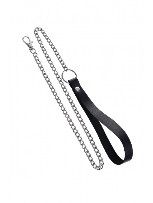 Черный кожаный ошейник-воротник с поводком - Pecado - купить с доставкой в Невинномысске