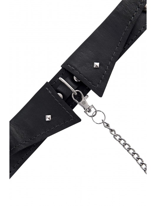 Черный кожаный ошейник-воротник с поводком - Pecado - купить с доставкой в Невинномысске