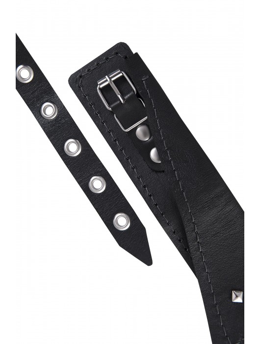 Черный кожаный ошейник-воротник с поводком - Pecado - купить с доставкой в Невинномысске