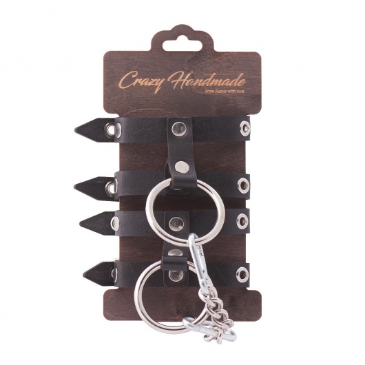 Черные однослойные наручники из натуральной кожи - Crazy Handmade - купить с доставкой в Невинномысске