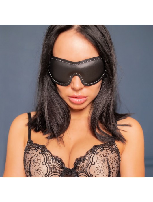 Черная мягкая закрытая маска из натуральной кожи - Crazy Handmade - купить с доставкой в Невинномысске