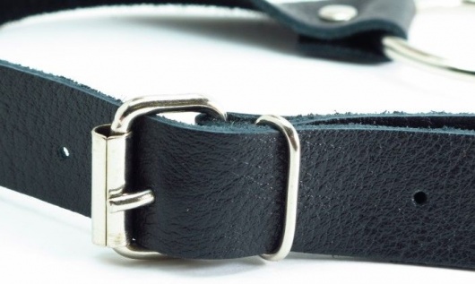 Черный кожаный кляп с кольцом - БДСМ Арсенал - купить с доставкой в Невинномысске