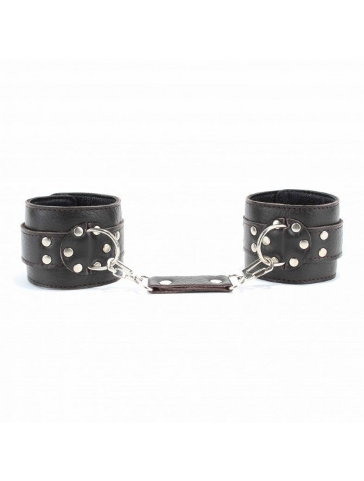 Коричневые оковы из мягкой кожи на металлической цепочке - БДСМ Арсенал - купить с доставкой в Невинномысске