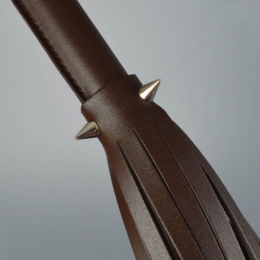 Коричневая кожаная плеть с шипами - 55 см. - Sitabella - купить с доставкой в Невинномысске