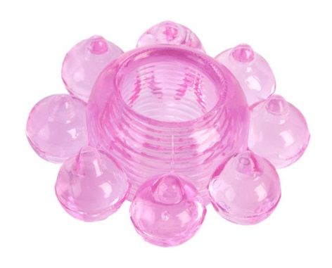 Розовое гелевое эрекционное кольцо-цветок - Toyfa Basic - в Невинномысске купить с доставкой