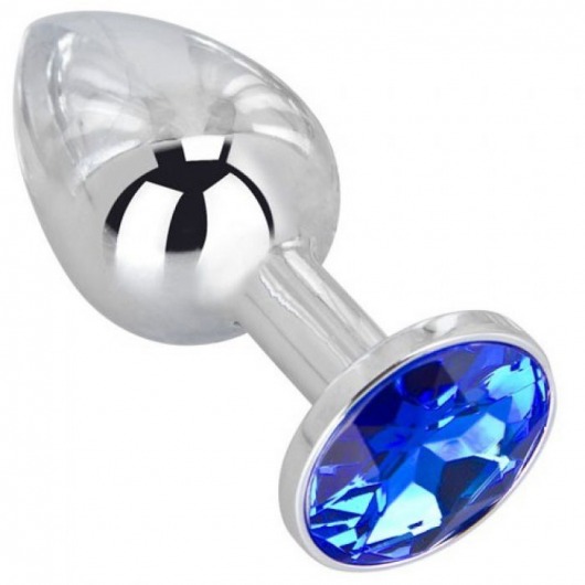 Анальное украшение BUTT PLUG  Small с синим кристаллом - 7 см. - Anal Jewelry Plug - купить с доставкой в Невинномысске