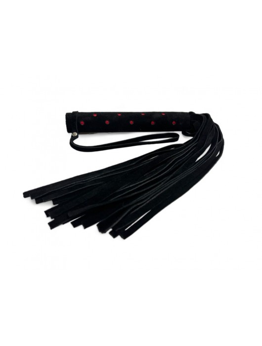 Черная замшевая плеть с красными точками на рукояти Red dot Princess - 43 см. - БДСМ Арсенал - купить с доставкой в Невинномысске