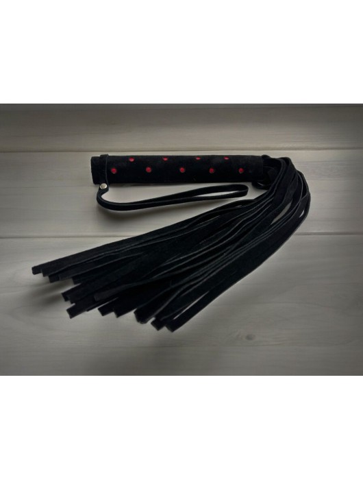 Черная замшевая плеть с красными точками на рукояти Red dot Princess - 43 см. - БДСМ Арсенал - купить с доставкой в Невинномысске