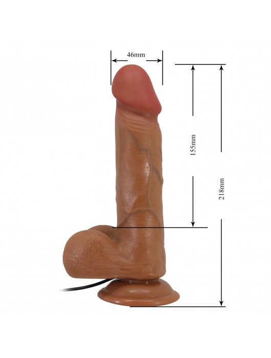 Коричневый вибратор-реалистик Bahamut на присоске - 21,8 см. - Baile