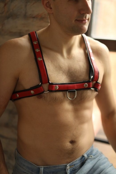 Черно-красная мужская портупея Black-Red - БДСМ Арсенал - купить с доставкой в Невинномысске
