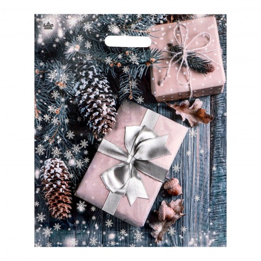 Новогодний пакет с принтом в виде подарков и вырубной ручкой (45х38 см) - Сима-Ленд - купить с доставкой в Невинномысске