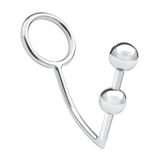 Кольцо на пенис с анальным стимулятором Two Bead Stainless Steel Anal Hook   Cock Ring - BlueLine - в Невинномысске купить с доставкой