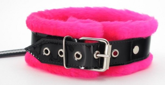 Ошейник с поводком и розовым мехом BDSM Light - БДСМ Арсенал - купить с доставкой в Невинномысске