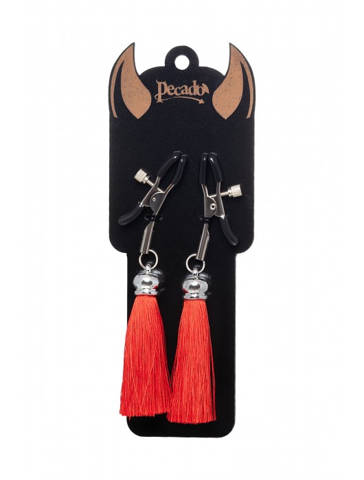 Зажимы на соски «Прищепки» с красными кисточками из шелка - Pecado - купить с доставкой в Невинномысске