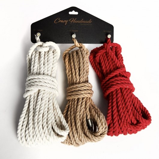 Набор из 3 разноцветных веревок для шибари - Crazy Handmade - купить с доставкой в Невинномысске